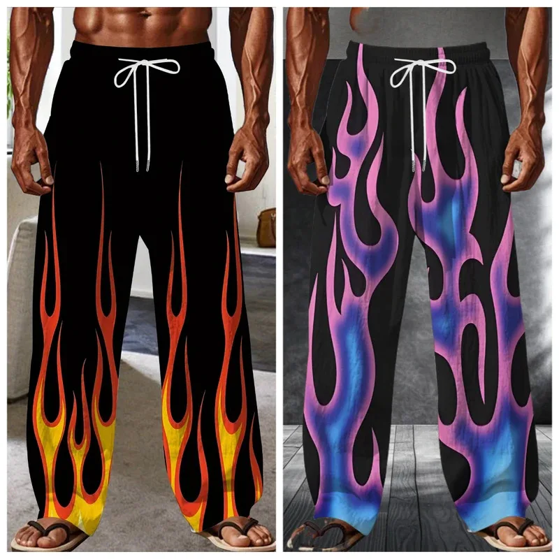 Latest Trendy Y2K Flame Element 3D Printed Casual Street Men's and Women's Straight Pants Long Pants Comfortable and Breathable