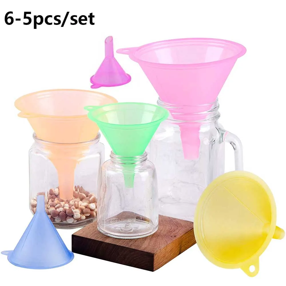 5/6pcs/set Kitchen Items Pinkycolor Translucent Kitchen Mini Funnel Bar Wine Flask Funnels