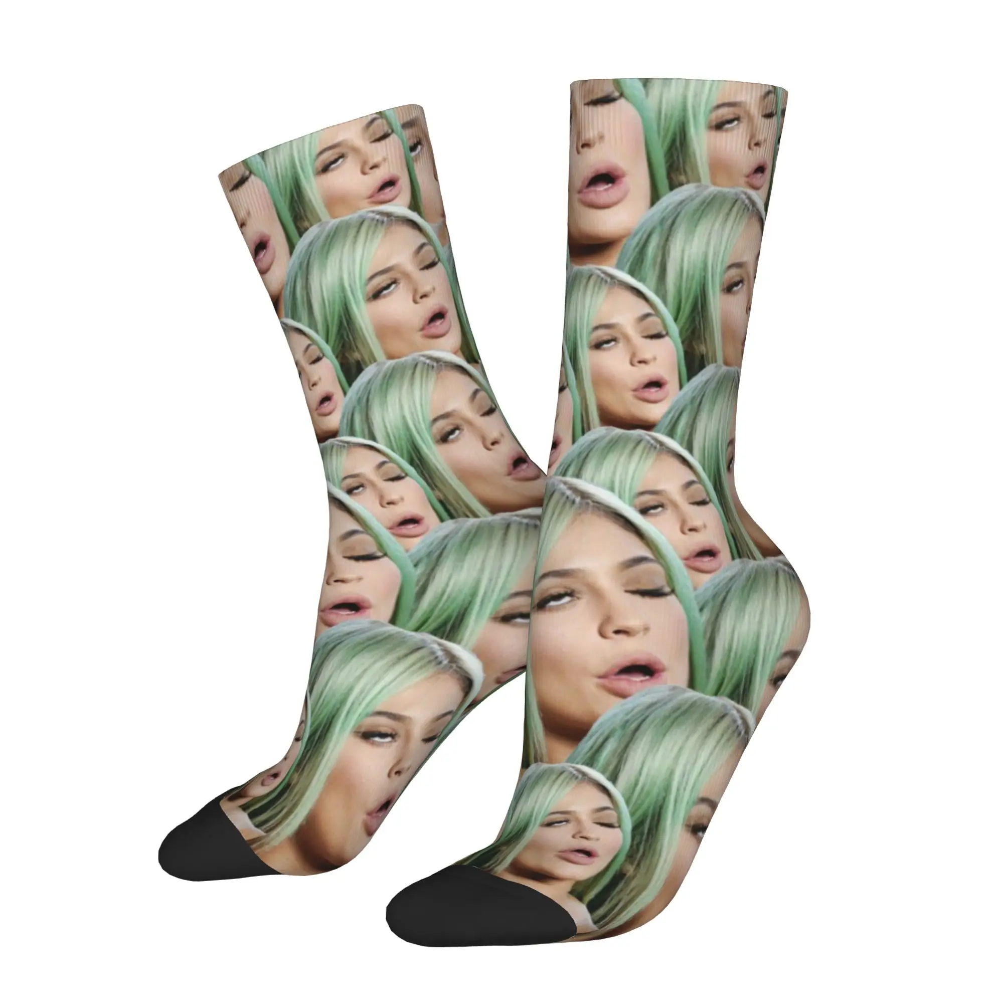 Casual Women Men Socks Kylie Jenner Celebrity Meme Green Hair Merch Comfortable  Graphic Socks Spring Autumn Winter