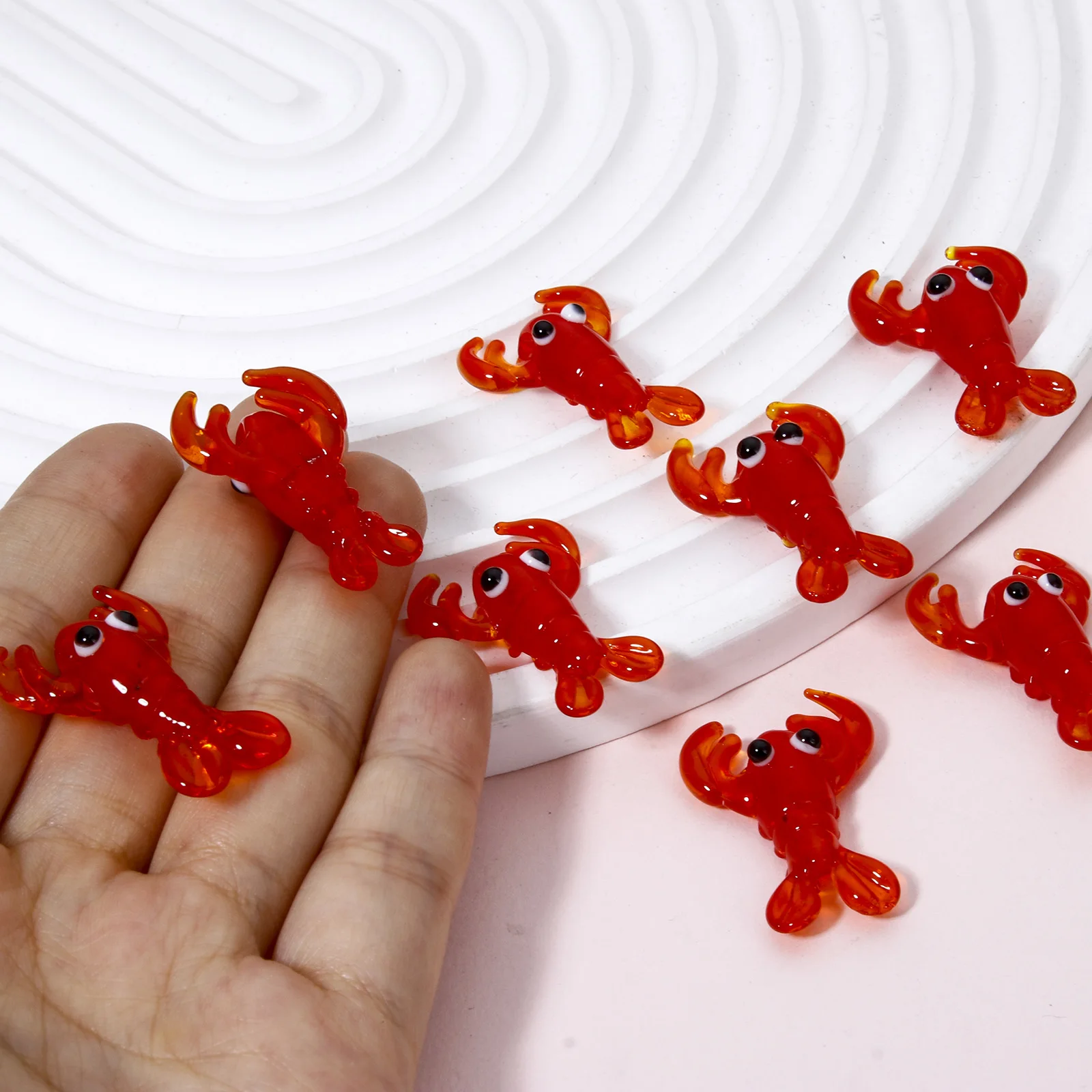 2 PCs Cute Lampwork Glass Ocean Jewelry Beads For DIY Jewelry Making Lobster Red 3D About 3.1cm x 2.1cm, Hole: Approx 1.5mm