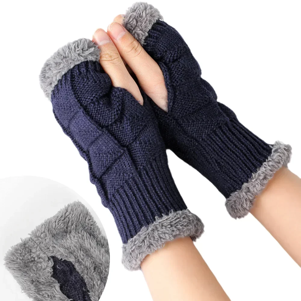 

2023 New Sleeves Wool Thick Women Gloves Fashion Plush Knitted Famale Warm Soft Autumn Winter Short Style Wrist Cuff Arm Warmer