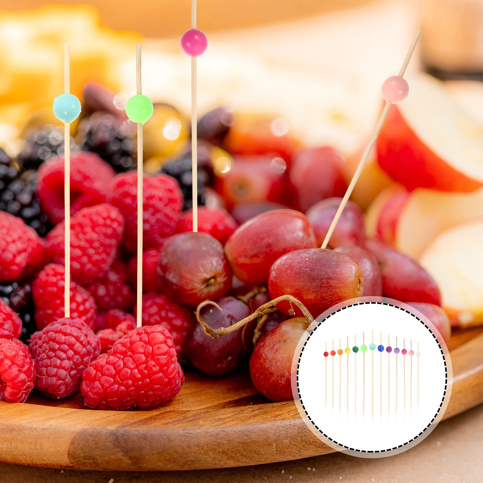 

100Pcs Fruit Picks Bamboo Acrylic Decorative Cocktail Picks Multi-Functional Party Supplies Cocktail Supplies Party Supply