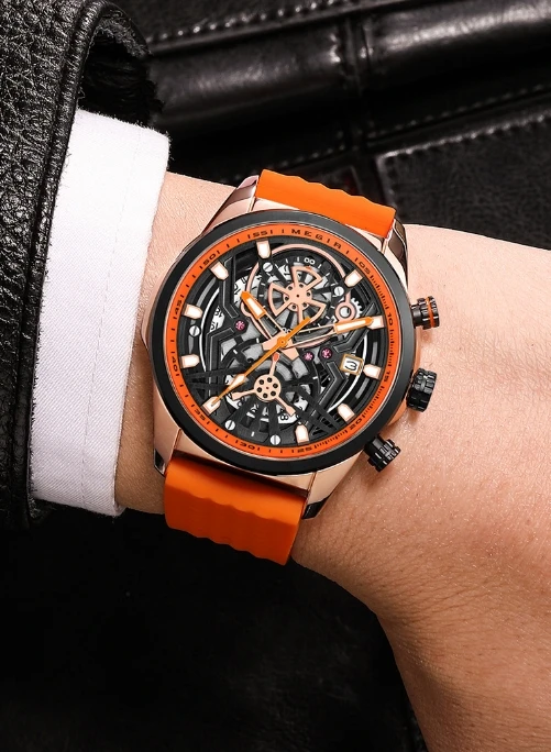 

Men's quartz watch 2025 new silicone fashion leisure mechanical style decoration quartz watch shipped within 48 hours