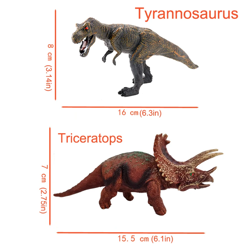 ของเล่นไดโนเสาร์2ชิ้นชุดไดโนเสาร์พลาสติกประกอบด้วย T-Rex, Stegosaurus, Monoclonius เหมาะสำหรับเด็กและเด็กวัยหัดเดิน