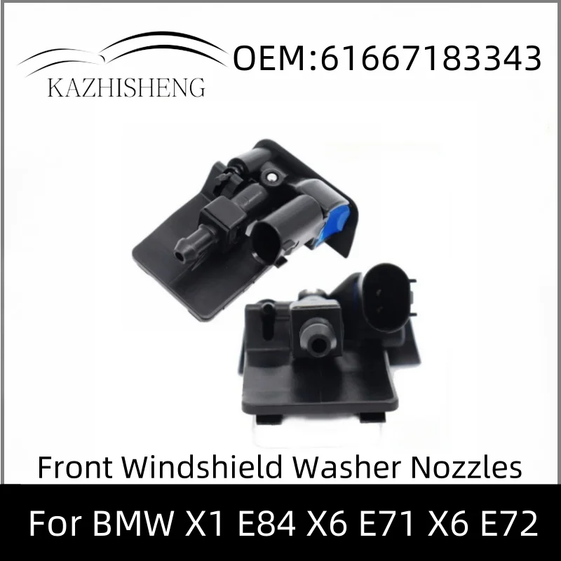 

61667183343 1Pair Front Windshield Washer Nozzles Spray Jet For BMW X1 E84 X6 E71 X6 E72