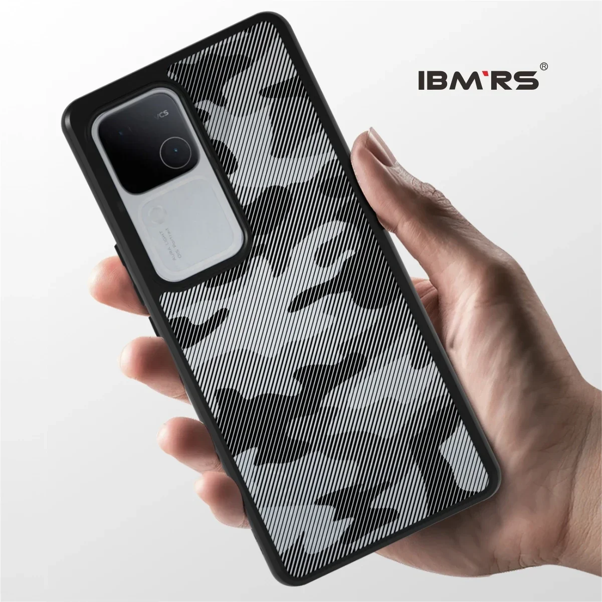 

IBMRS for vivo V30 Pro Phone Case,Soft TPU Hard Translucent Matte Back Slim Fit Shockproof Protective Case Cover - Camo Black