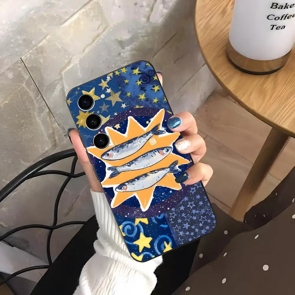 Sardines Fish Art Phone Case For Samsung A25 A13 A33 5G A54 A36 A35 A56 A52 A14 Shockproof Soft Cover