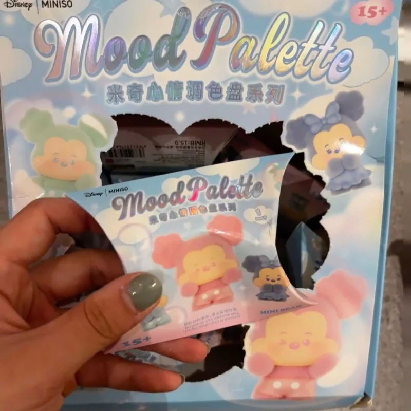 미키 무드 팔레트 시리즈 블라인드 박스 애니메이션 피규어 트렌디 미니 데스크탑 장식품 수집용 장난감 선물 트렌디한 수집가를 위한 선물