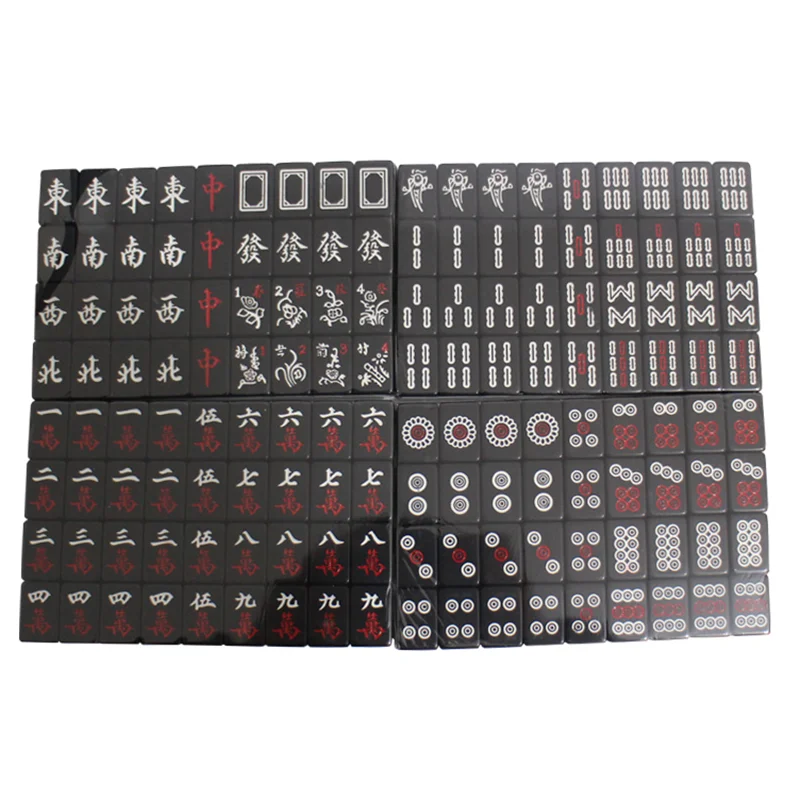 Hot Mini Portable Mahjong Black Red 22/23/24mm High Quality 144pcs 30/40mm Mahjong Chinese Travel Funny Family Table Board Game