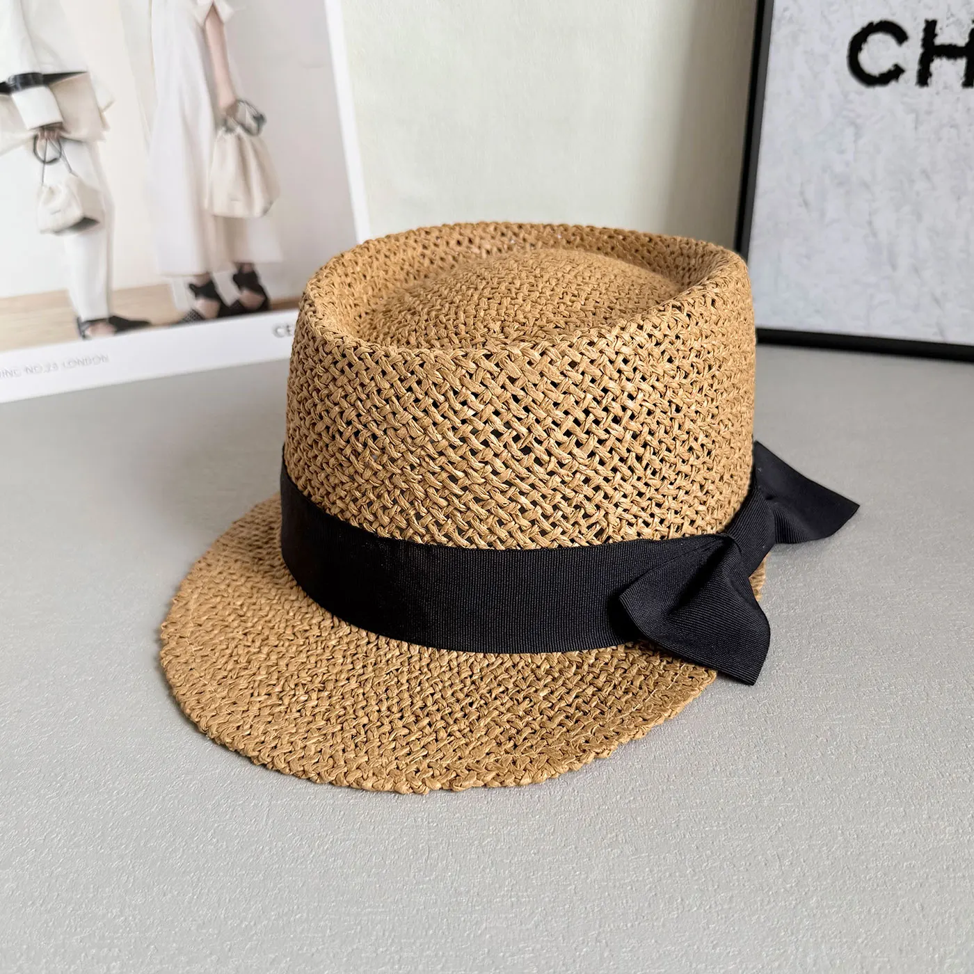 

New Summer Knight Hat Women's Korean Fashion Concave Top Bow Navy British Equestrian Top Hat Fedora Punk Hat Designer Visor