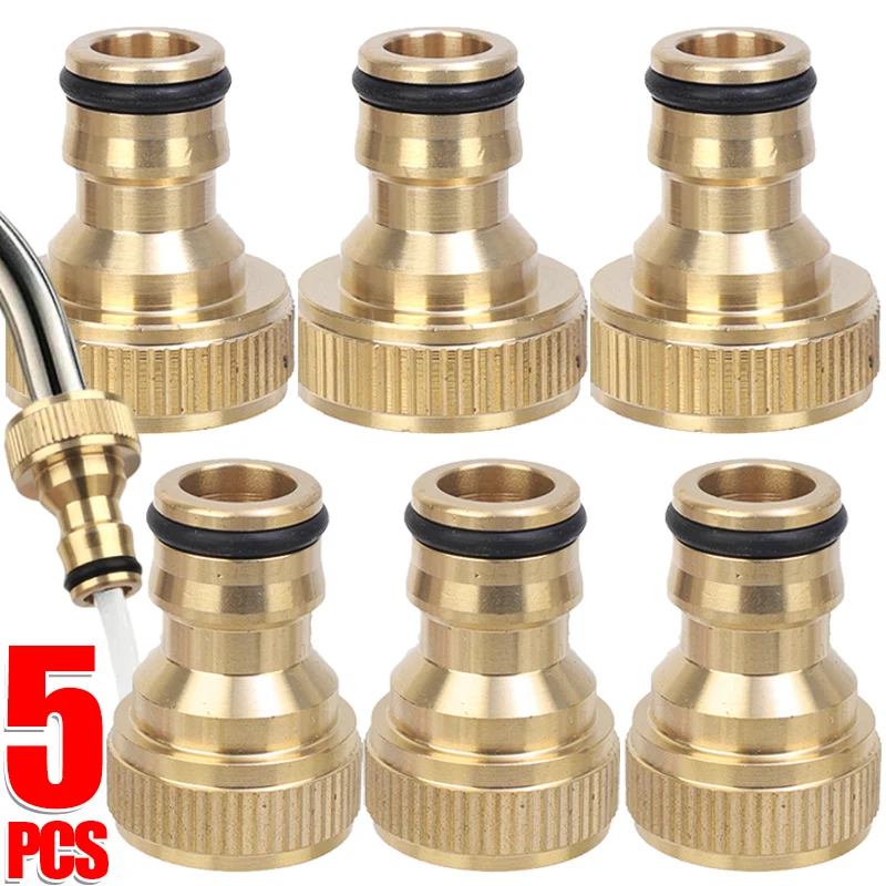 Brass Faucet Tap Connector Mixer Hose Adaptor Quick Connecter 1/2 3/4 Copper Hose Coupling Adapter Garden Watering Fittings Tool