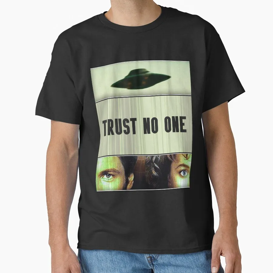

Trust No One 1104 Vintage Sci fi tv series The X Files movie Gift t shirt for man Alien Graphic clothes All size tops S-6XL