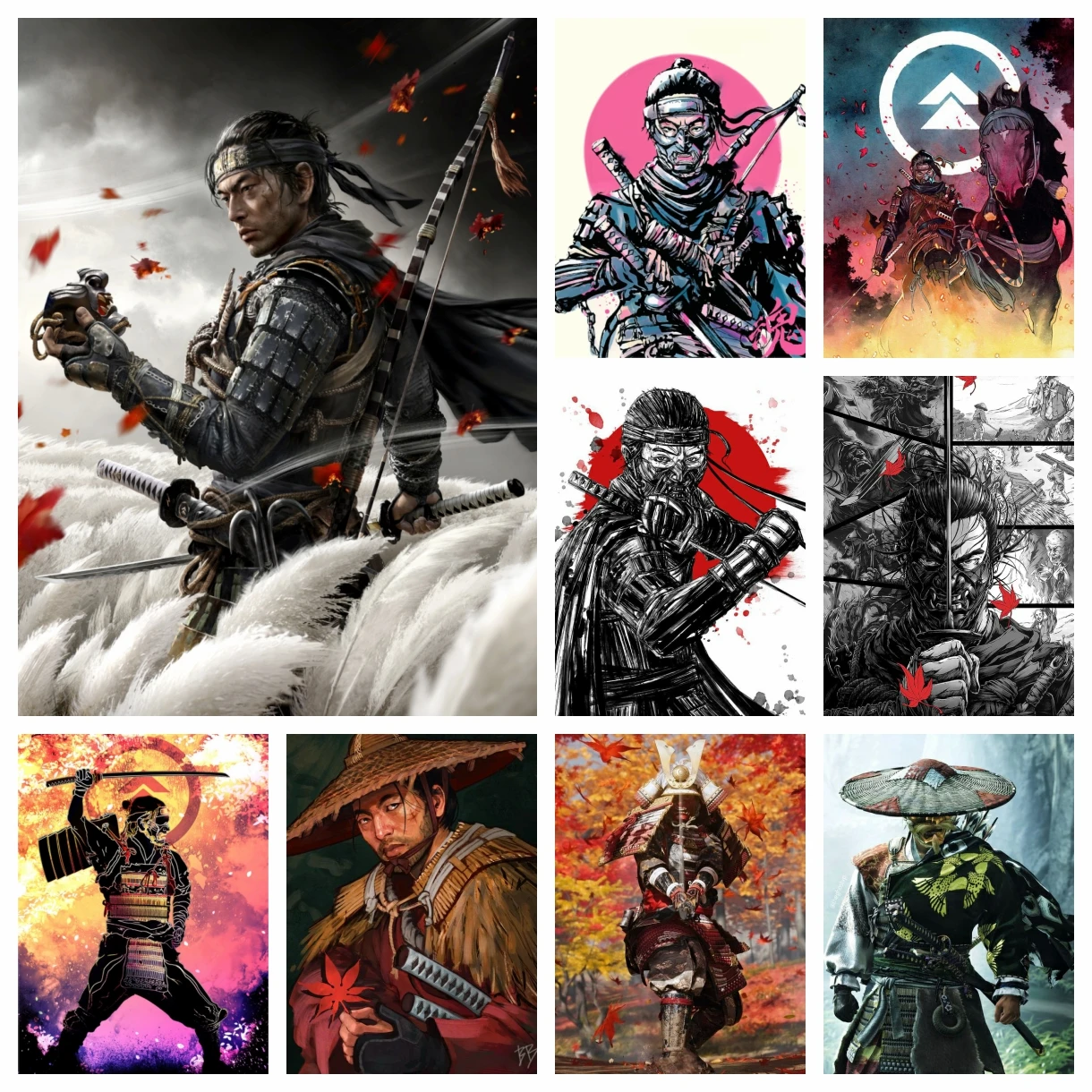 

5d Full Square Diamond Painting Ghost Of Tsushima Game Jin Sakai Samurai Photo Embroidery Cross Stitch Kit Handicraft Room Decor