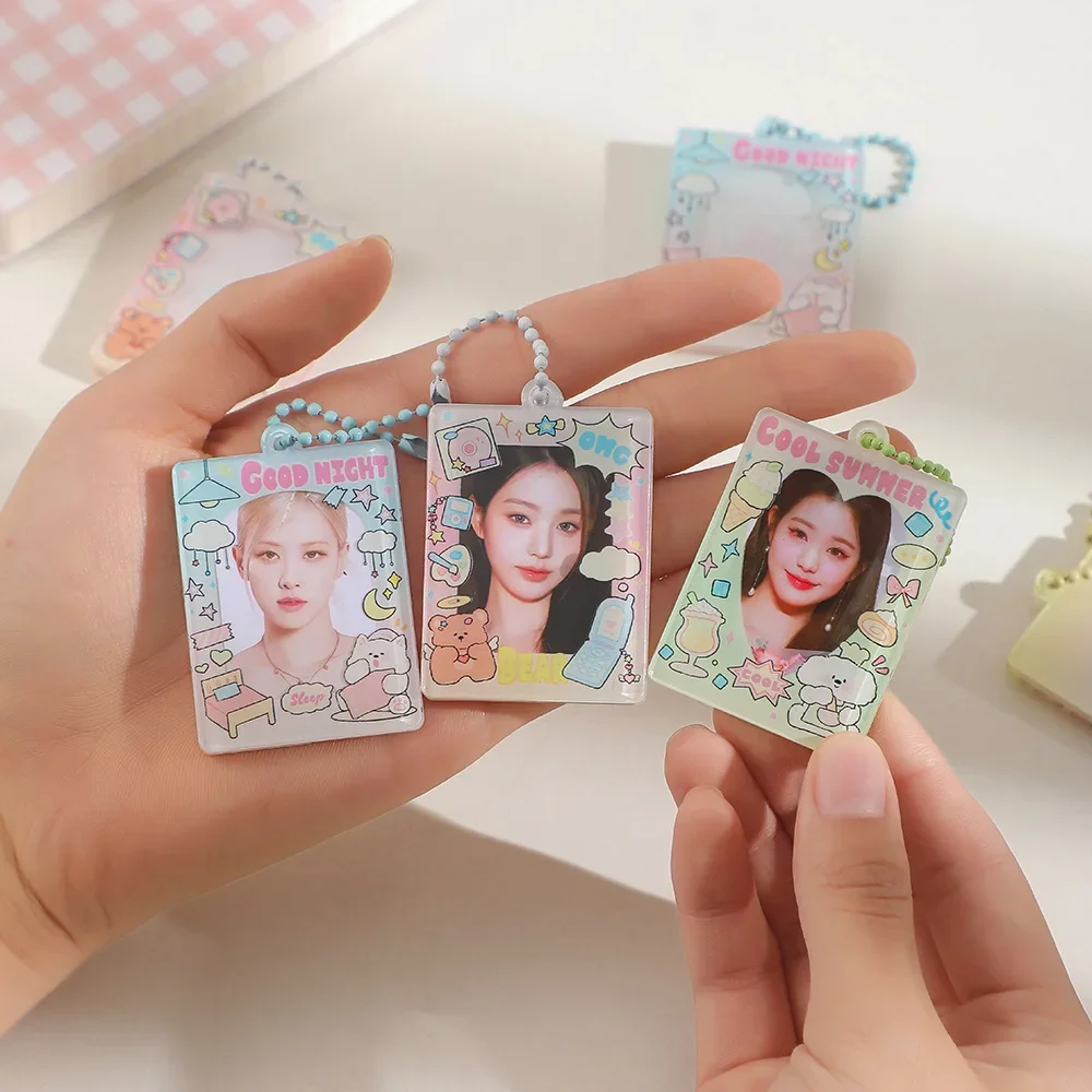 1/2inch Kawaii cards Holder Acrylic Photo Frame Pendant For Lover Friends Gift Photocards Cover