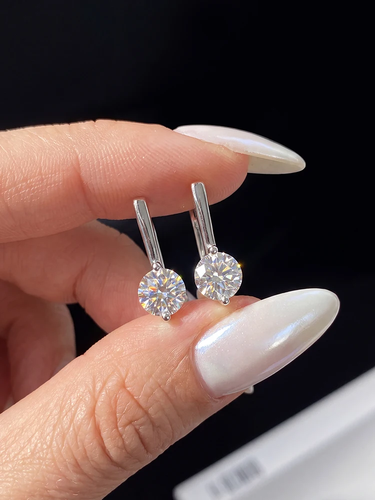 Echte 0,5CT Moissanit-Diamant-Ohrringe für Damen, schlicht, rund, aus 925er Sterlingsilber, Party-Mode, hochwertiger edler Schmuck – Detail 1
