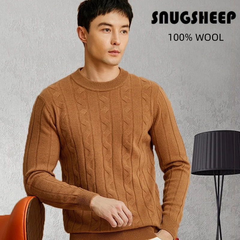 

cable knit wool sweater 2024 winter men clothes fashion brown mens jumper clothing designer vintage striped green streetwear man