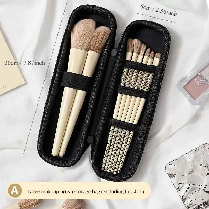 1pc Black Cosmetic Bag Waterproof Double Zipper Makeup Brushes Case Women Storage Bags Portable Travel Brush Holder Makeup Case