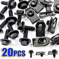 Car Fender Bumper Buckle U-shaped Clips Fastener Metal Bolts Screw Rivet Screws Clips Set Car Accessories