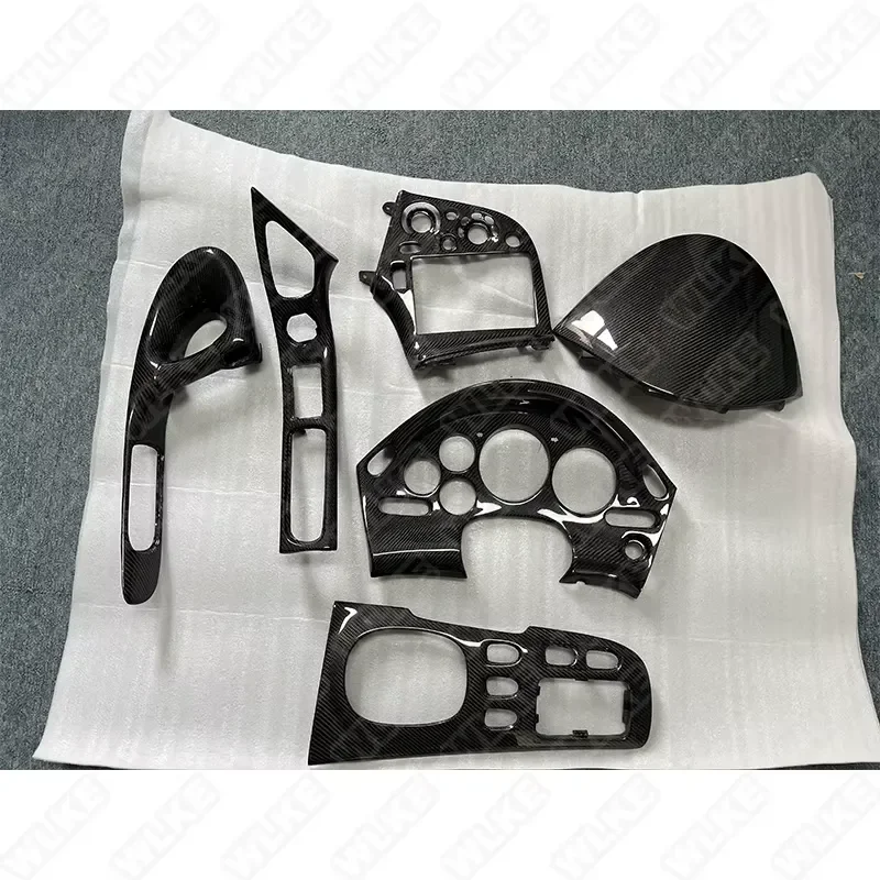 LHD Carbon Fiber Console Radio & Door Handle & Gear Shift & Speedometer Panel Interior Trim Replace Kit for RX-7 FD3S