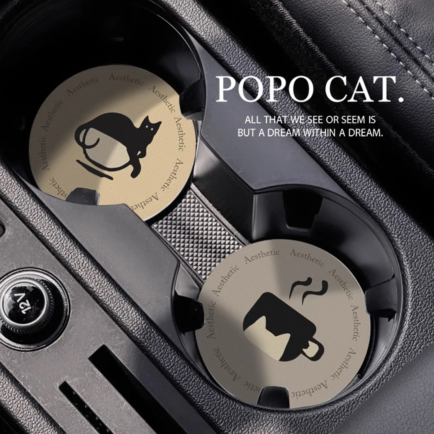 

Cartoon Cute 2025 New Car Water Cup Mat Universal Storage Slot Coaster Car Insulation Mat Decoration Supplies