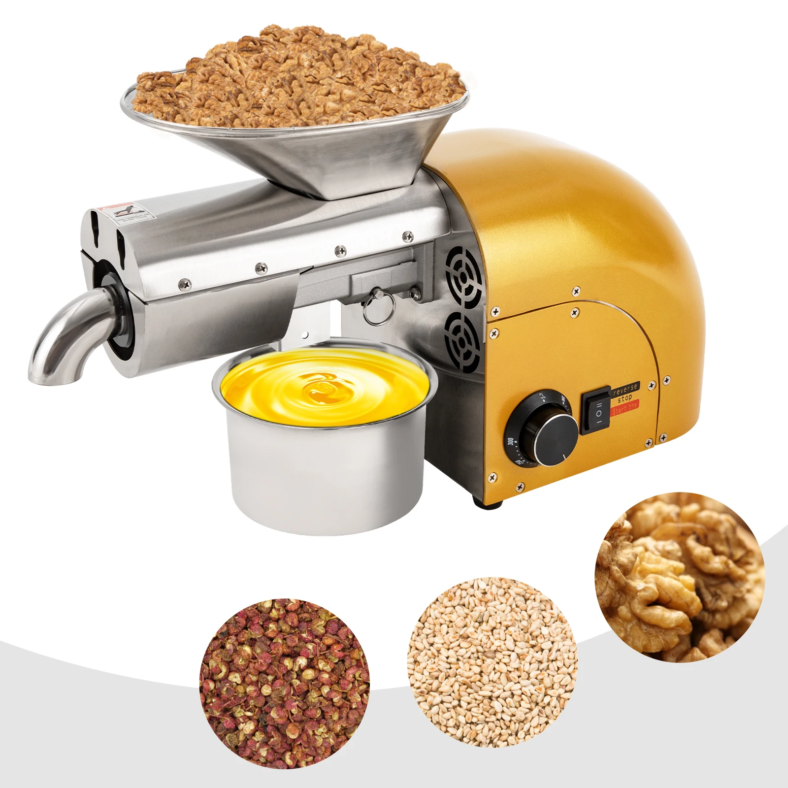 

1800w Oil Press Machine Nut Seeds Oil Extractor Press Machine Temperature Max 572℉ Disconnecting Rod 11-17.6LBS/H