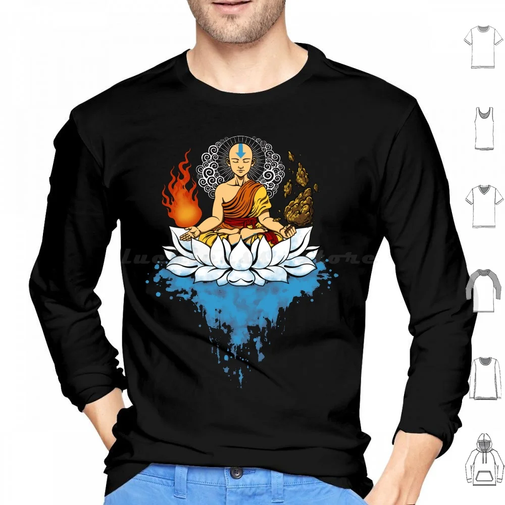 

Enlightenment Hoodie Cotton Long Sleeve The Last Airbender Legend Aang Water Earth Fire Air Nomads Southern Monk