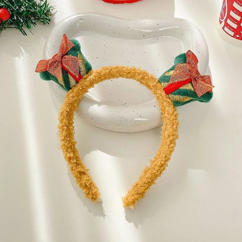 إكسسوارات أغطية الرأس لعيد الميلاد - النسخة الكورية من رباط شعر الضأن الشهير عبر الإنترنت، قبعة سانتا، عصابة رأس على شكل قرن الوعل الغزلان على شكل رجل ثلج #4