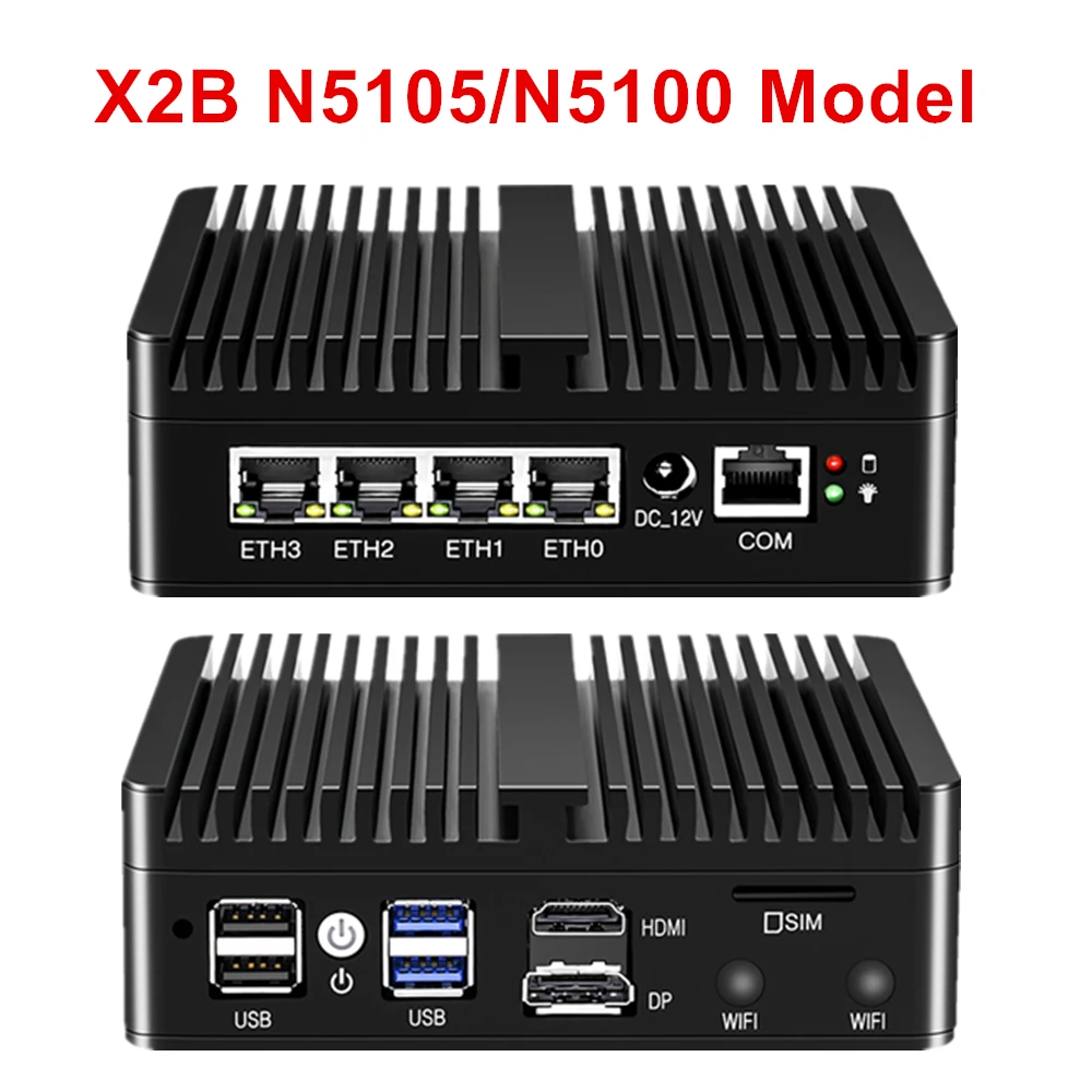 Intel N100 N150 Firewall Router Thuisserver N5105 N6210 4xIntel i226 2.5G LAN NVMe Industriële Fanless Mini PC OPNsense pfSense