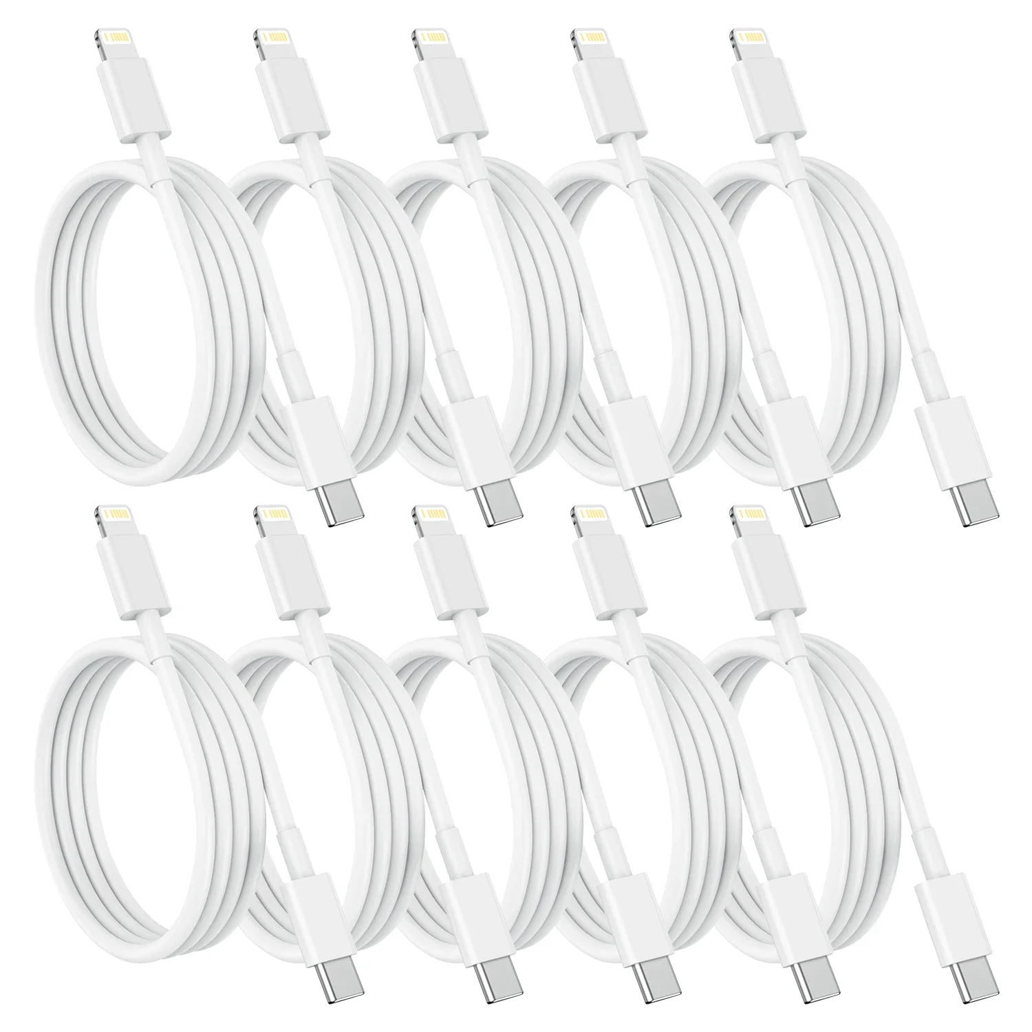 10 عبوات من كابل بيانات USB C إلى Lightning لهاتف Iphone 14 13 12 11 Pro Max 7 8 Plus Ipad White PD 20W MFI سلك معتمد شحن سريع #1