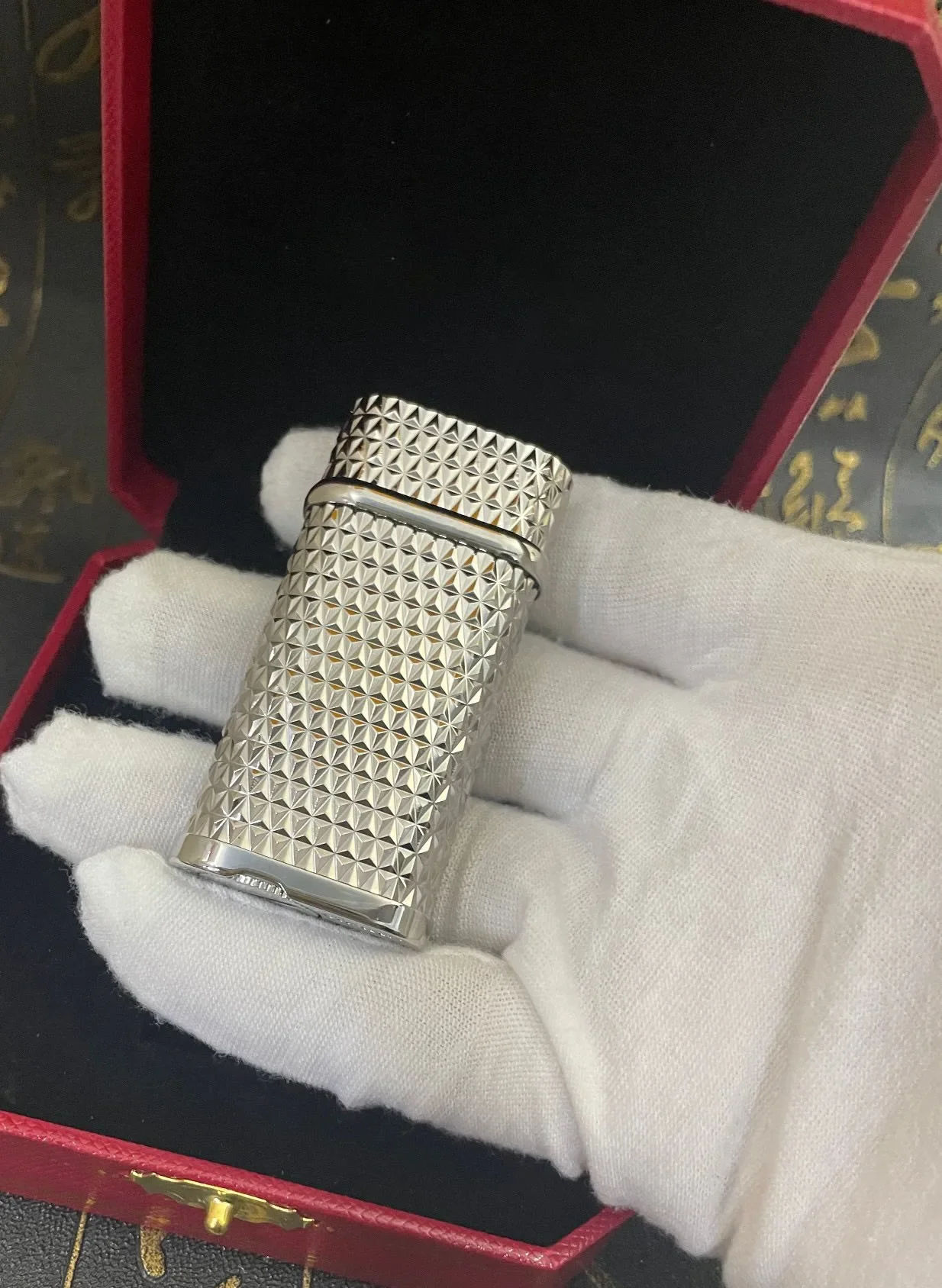 

Metal Luxury Silver Particle Pattern Style Inflatable Cigar Lighter Kitchen Barbecue Windproof Cigarette Lighter Men's Gift