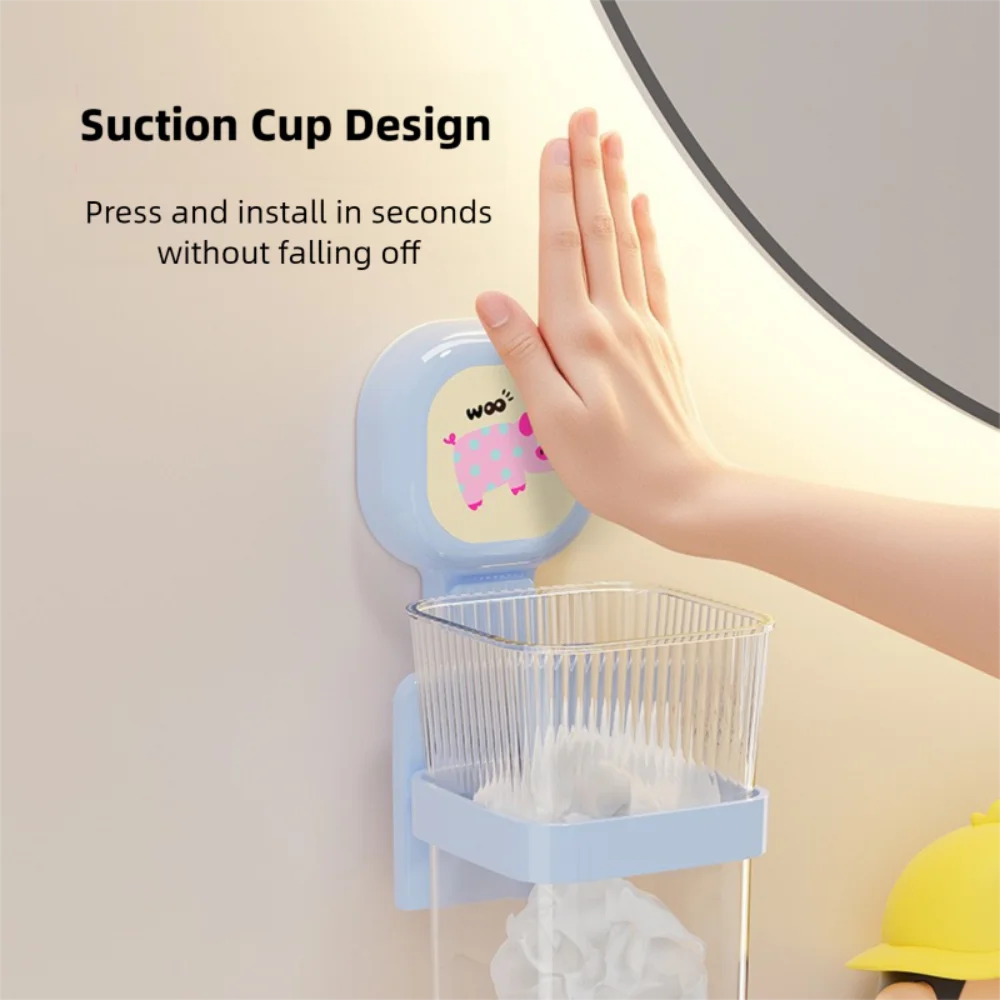 

Plastic Suction Cup Storage Box Transparent Removable Bathroom Storage Basket No Punching Large Load Bearing Toothbrush Holder