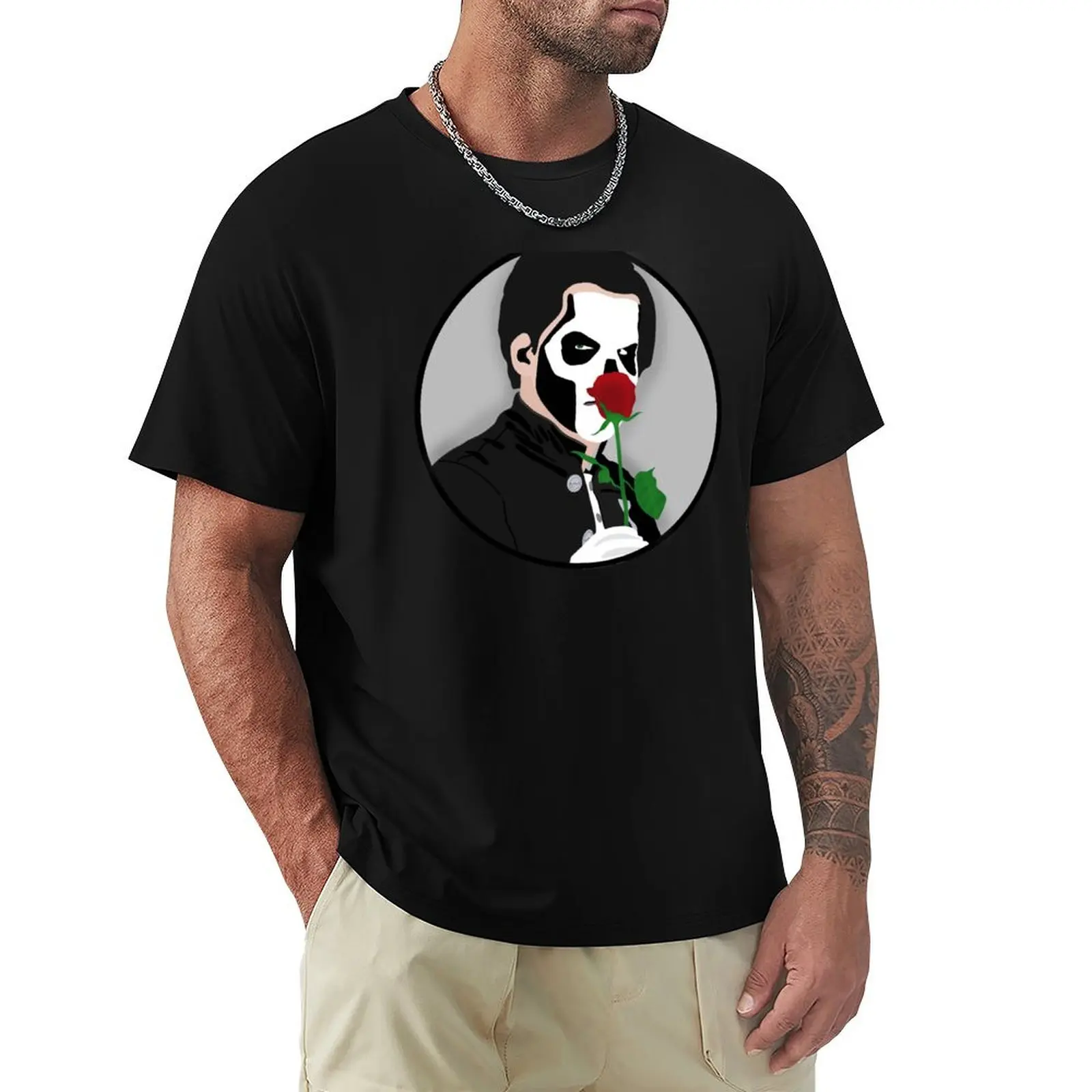 

Terzo with Rose T-Shirt clothes oversize t-shirts man baggy shirts blacks mens t shirts