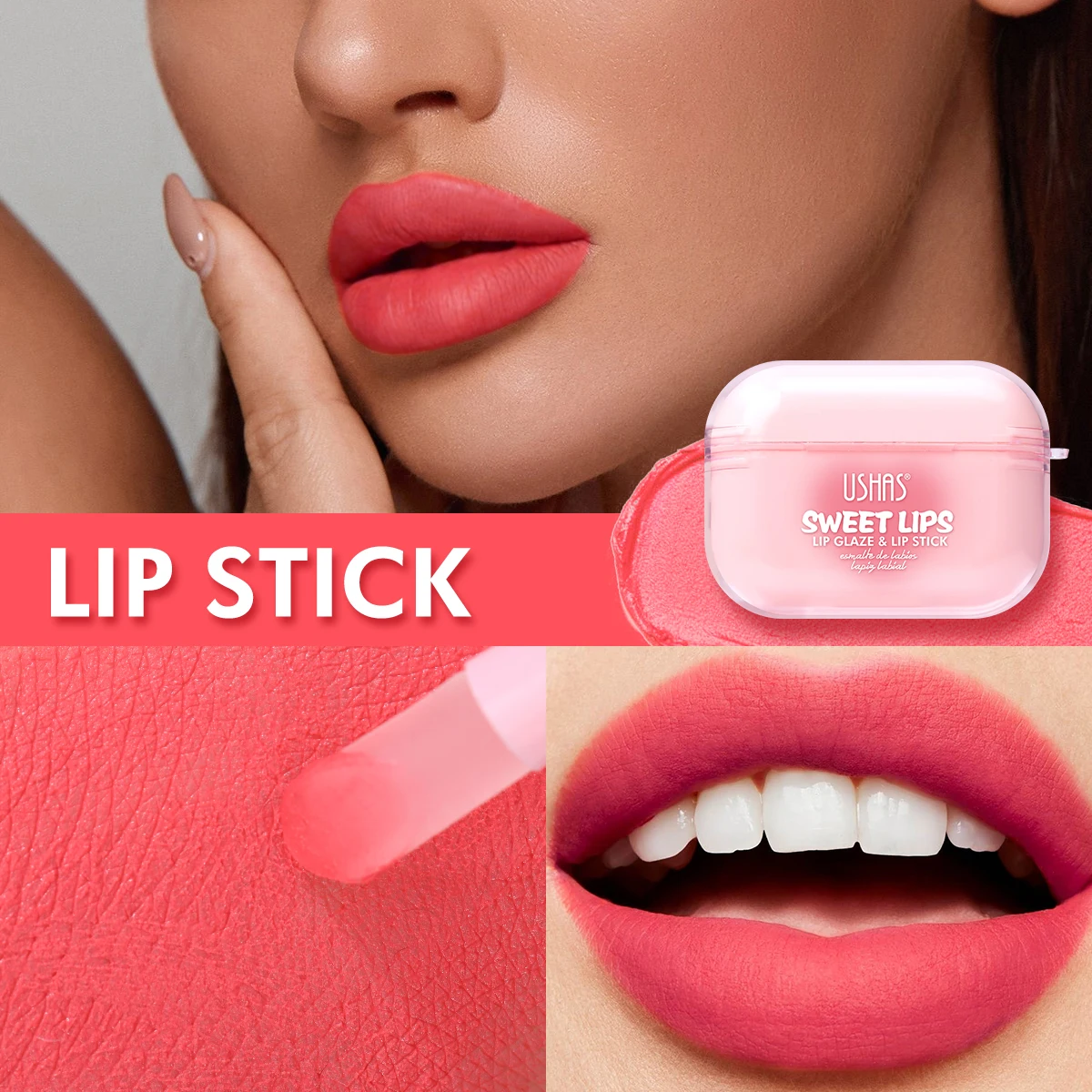 Ushas 2 - A Waterproof and Long-lasting Velvet Moisturizing Lip Gloss in Matte Finish, Lip Makeup Gift Set