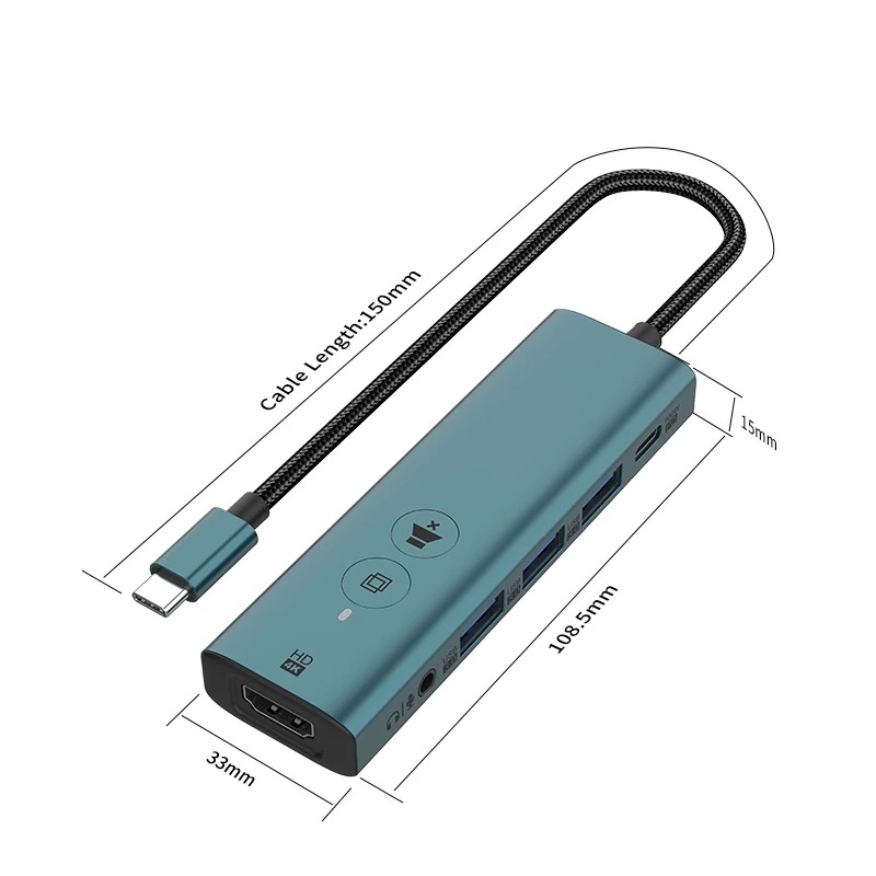 USB-C para hdmi-compatível docking station jogo usb3.0 hub placa de vídeo para tela do portátil compartilhamento tipo-c conversor divisor adaptador
