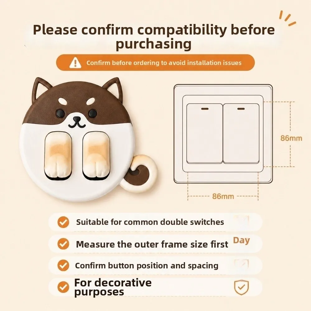 3D Printed Switch Panel Cover Cartoon Animal 86 Wall Switch Wall Switch Plate Rounded Edges Raised Paw Buttons