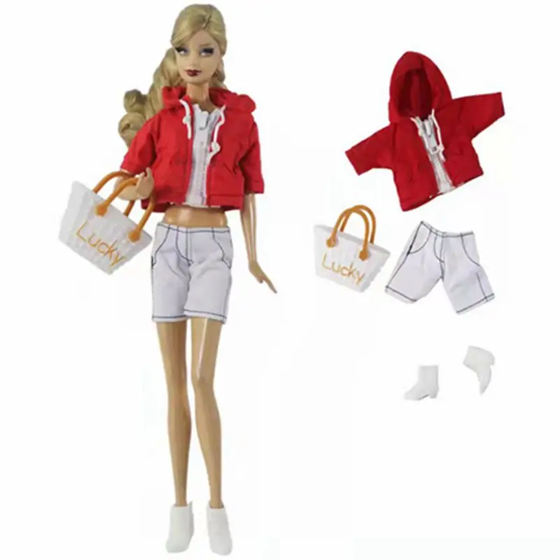 

Red Hoodie Crop Tops Shorts 11.5" Doll Outfits for Barbie Clothes Coat Jacket Trousers Lucky Bag 1/6 BJD Dolls Accessories Toys