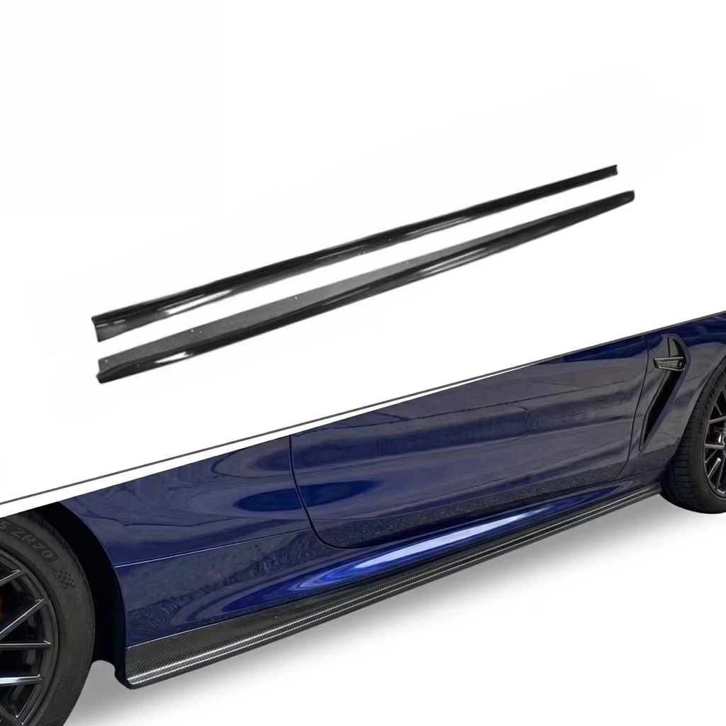 3D Style Carbon Fiber Side Skirts Lip Extension for M8 8 Series F91 F92 F93 G14 G15 G16 Racing Body Kit Panels S9