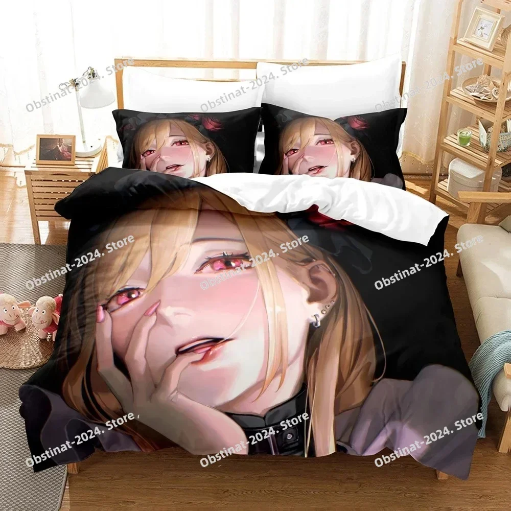3D My Dress Up Darling Anime Kitagawa Marin Bedding Set Printed Quilt Bed Cover Duvet Cover Pillow Case 3 Pieces Kids Adult Size