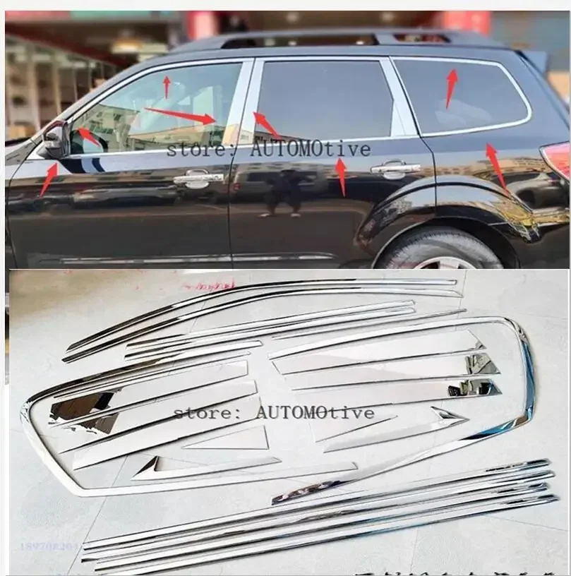 High quality Stainless Steel  Auto middle window trims pillar for Subaru Forester 2009 2010 2011 2012