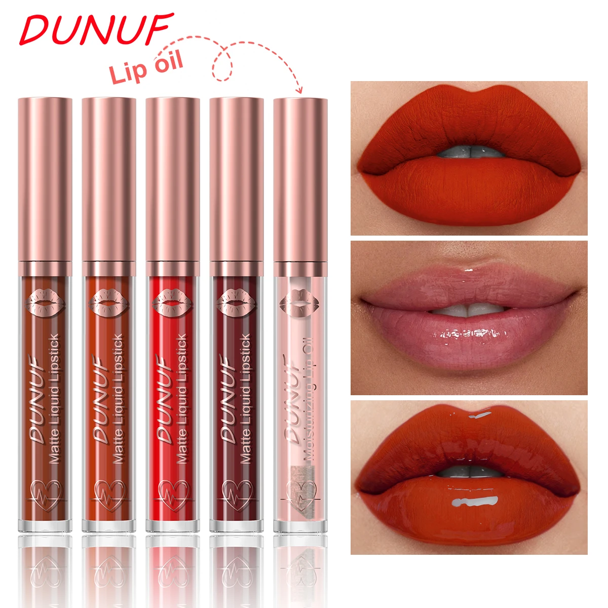 DUNUF 12 Pcs Matte Lipstick Lip Gloss Waterproof Long-lasting Easy Coloring Beginner Friendly Non-stick Cup Shape Non-fading Moi