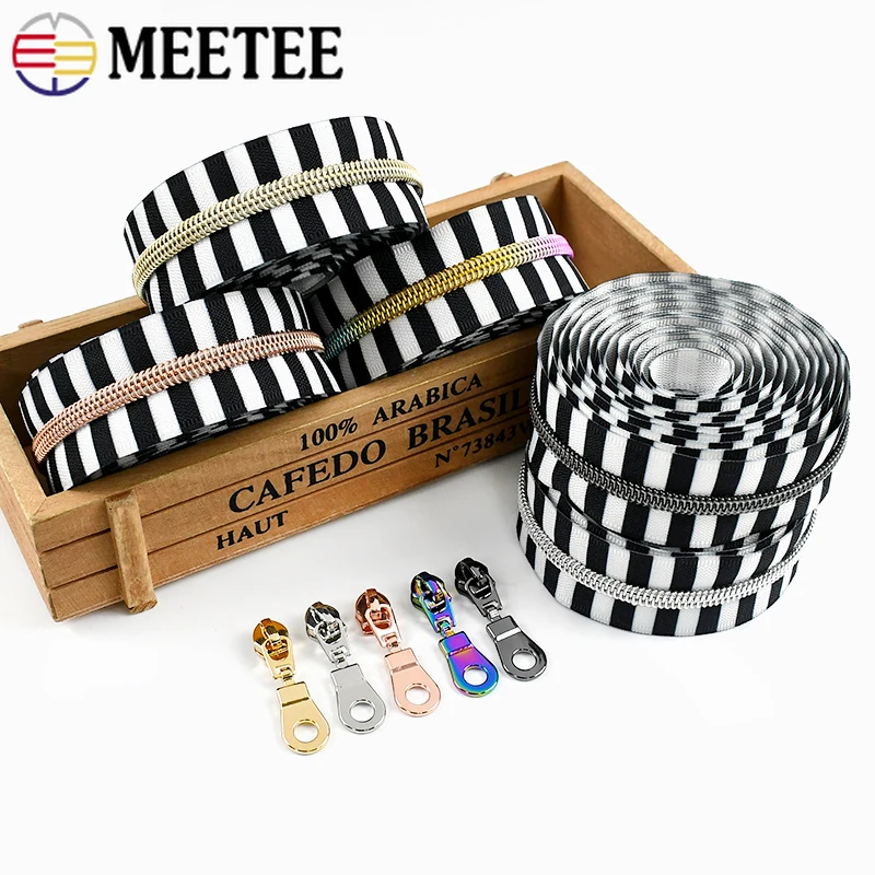 

2/5/8/10M Meetee 5# Nylon Zipper Tape Sewing Plastic Zippers Bags Replacement Zip Slider Garment Coil Zips Luggage Repair Kits