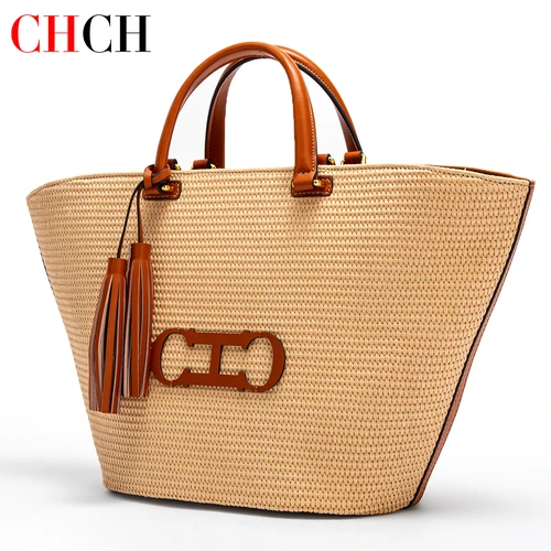 CHCH Bolso de mano para mujer 2024 Nuevo bolso de playa para vacaciones Bolso de playa Bolso de compras de mano