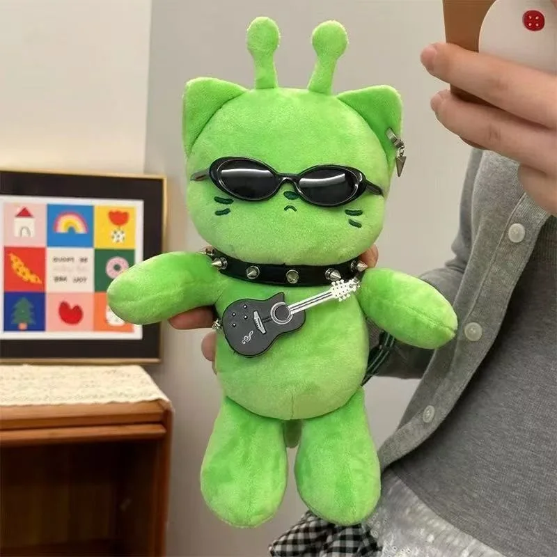 

30cm Kawaii Alien Cat Plush Toy Green Kitty Doll Cute Soft Stuffed Animal Space Cat Plushie Birthday Christmas Gift for Girl Boy