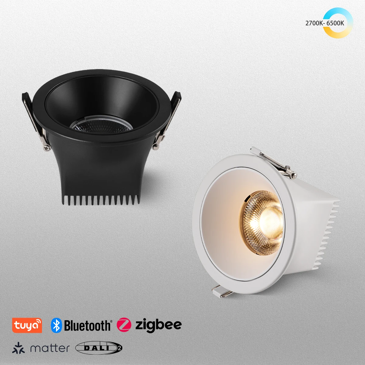 

Tuya Zigbee/ DALI/ Matter/ 5 CCT Switchable/ Recessed LED Smart Ceiling Downlight AC110V/ 220V Black White Spotlight