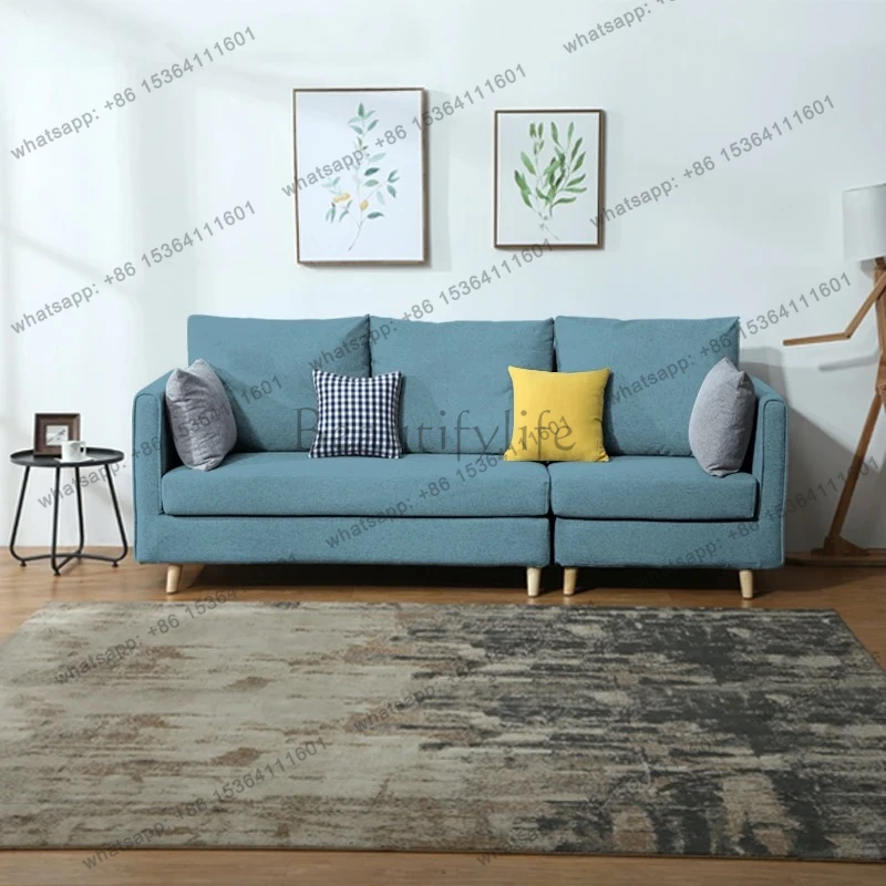 Small Apartment Fabric Sofa Simple Modern Combination Sofa Living Room Cotton Linen Removable Washable