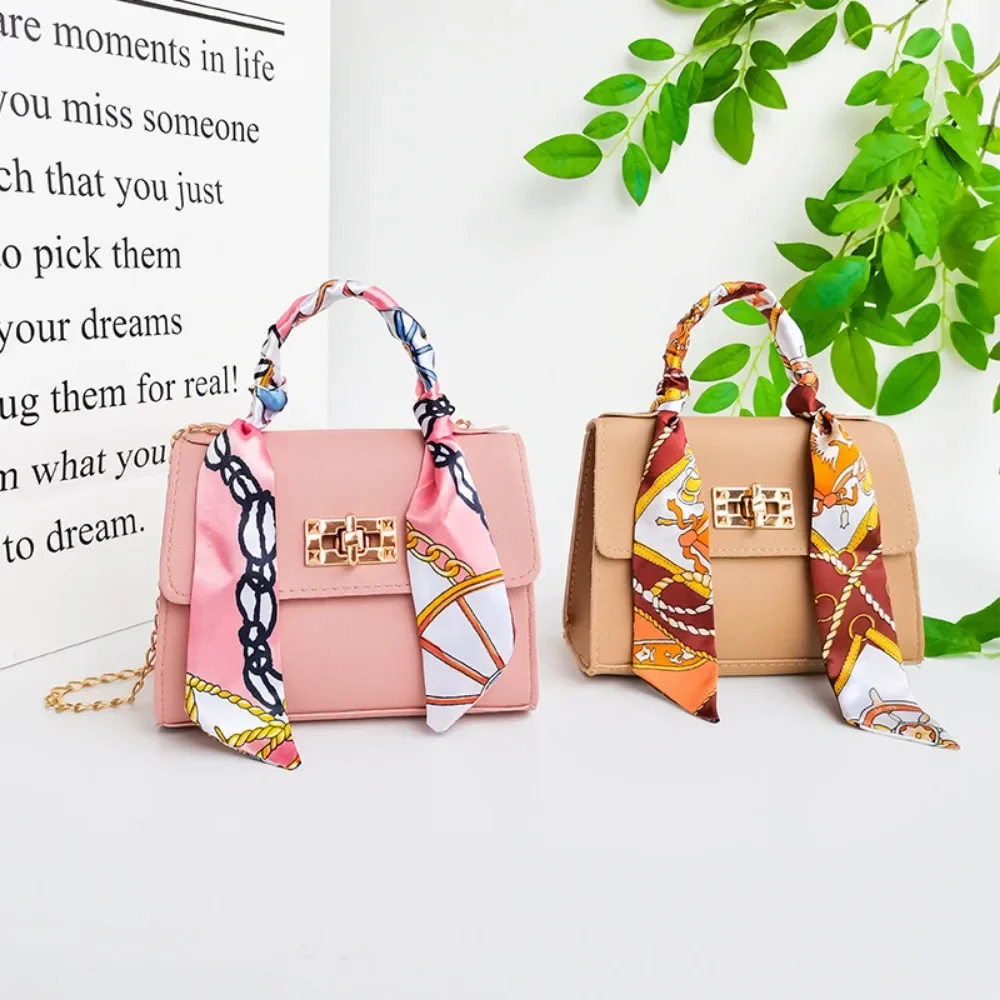 Fashion Handbags Small Silk Scarf Shoulder Bags PU Leather Lady Chain Bag Designer Luxury Crossbody Messenger Bags for Women