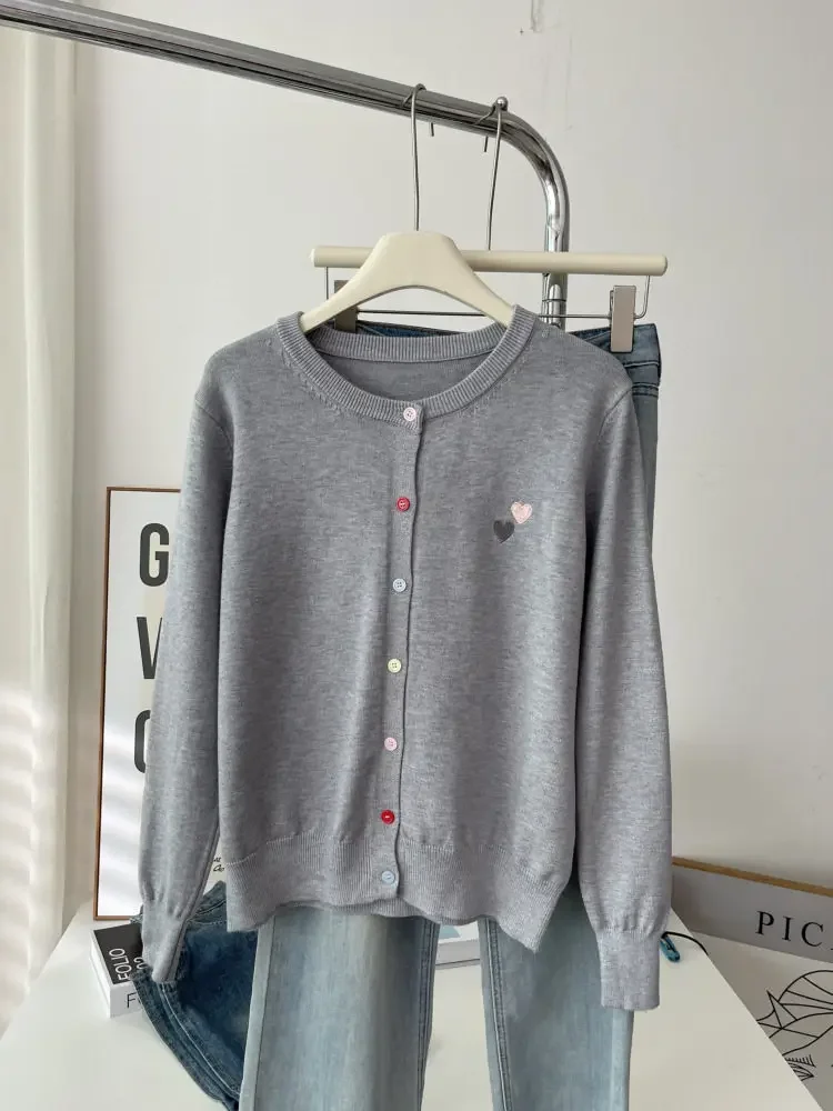 Fashion Versatile Women Sweater 2026 Autumn Winter Elegant Embroidered Women Knit Cardigan Long Sleeve Unique Colorful Buttons