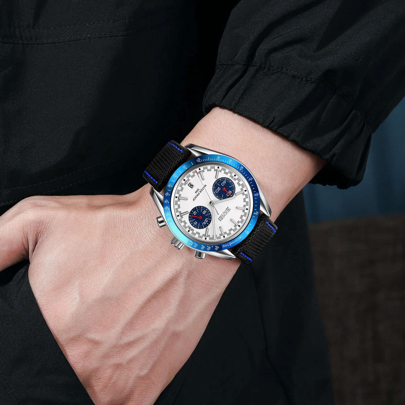 Мужские повседневные водонепроницаемые спортивные часы SKMEI 9292 с секундомером и датой, Модные кварцевые наручные часы с ремешком из натуральной кожи