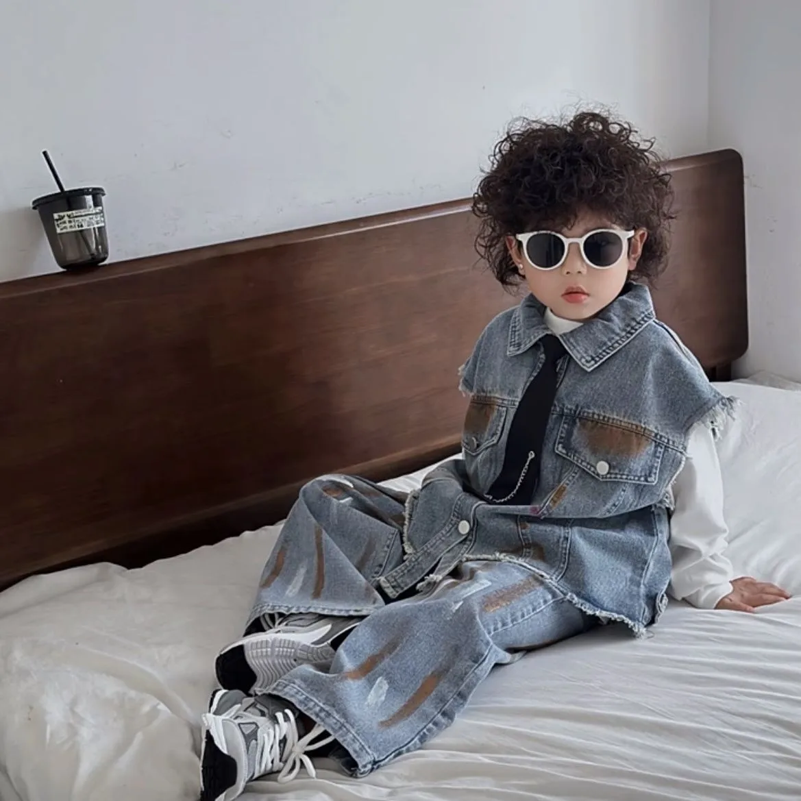 Boys' Casual Jeans Deinm Vest Set Spring Autumn New Two Piece Children's Clothing 2 4 6 7Y