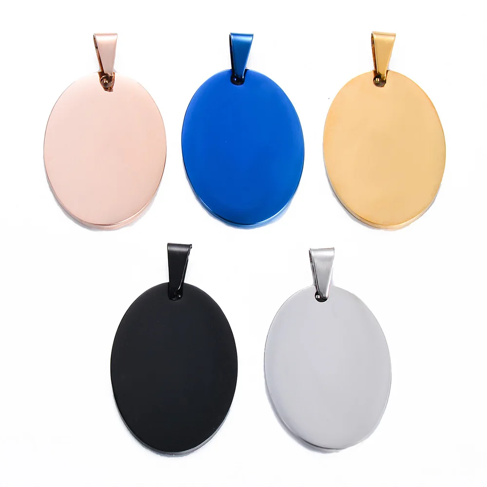 10pcs Wholesale 5 Colors Stainless Steel  Dog Tags Pendant  Oval Shape Necklace Jewelry  Pet ID Dog Tags Collars